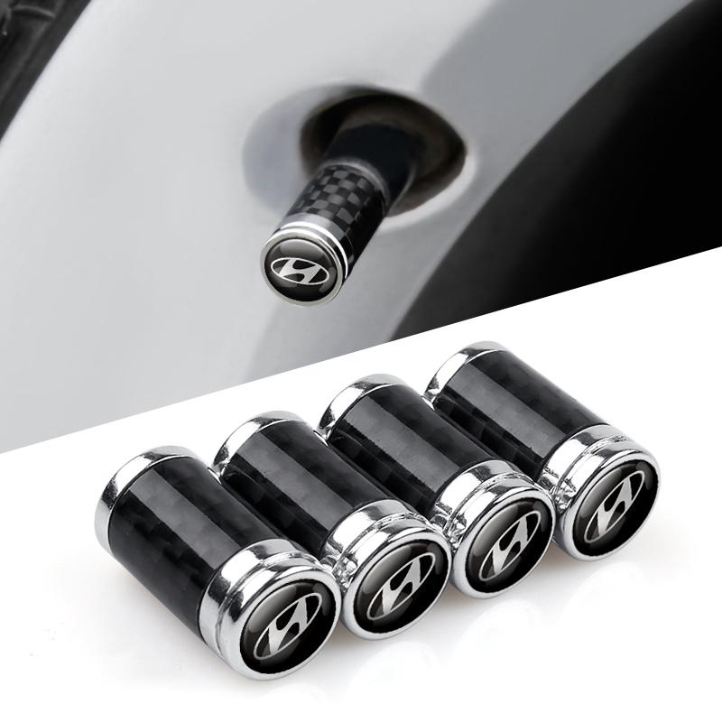 Car Metal Carbon Fiber Wheel Tires Valve Caps Tyre Cover For Hyundai i20 i30 i40 Azera Sonata N Line Santafe Accent Solaris GDI YY222