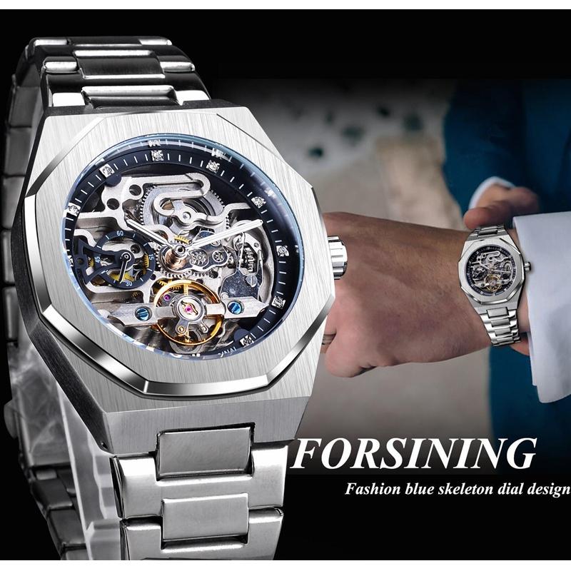 Механические часы Tourbillon Skeleton в стиле стимпанк, мужские наручные часы, водонепроницаемые, автоматические, деловые, роскошные