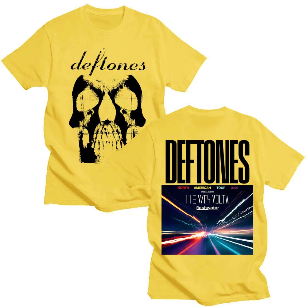 Хип-хоп Рок Deftones Североамериканский тур 2025 Футболка Модная Винтажная Мужская Женская Хипстерские футболки Хлопковая Свободная Футболка Подарки для фанатов