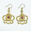 Brass Gold Plated Women's Earring, Natural Gemstone Cabochon Jewelry, Fashion Jewelry, Handmade Earring, Garnet Gemstone Earring SMF172