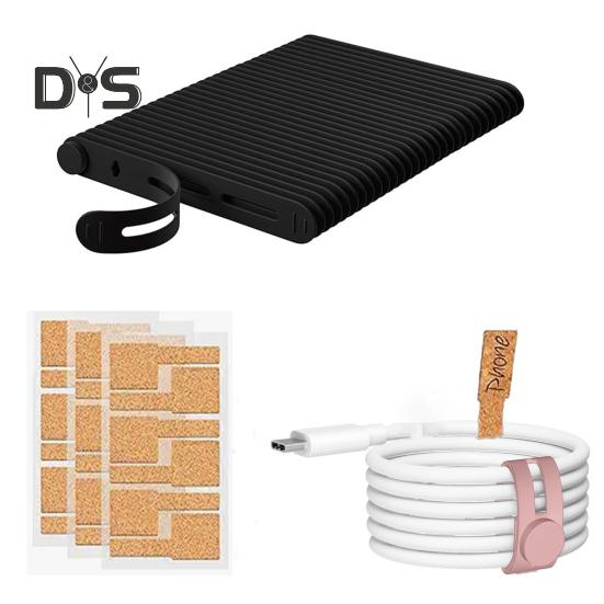 38Pcs/Set Silicone Cable Tie Writable Label Tag Earphone Phone Power Cord Bundling Strap Reusable Elastic Wire Management Organizer Wrap