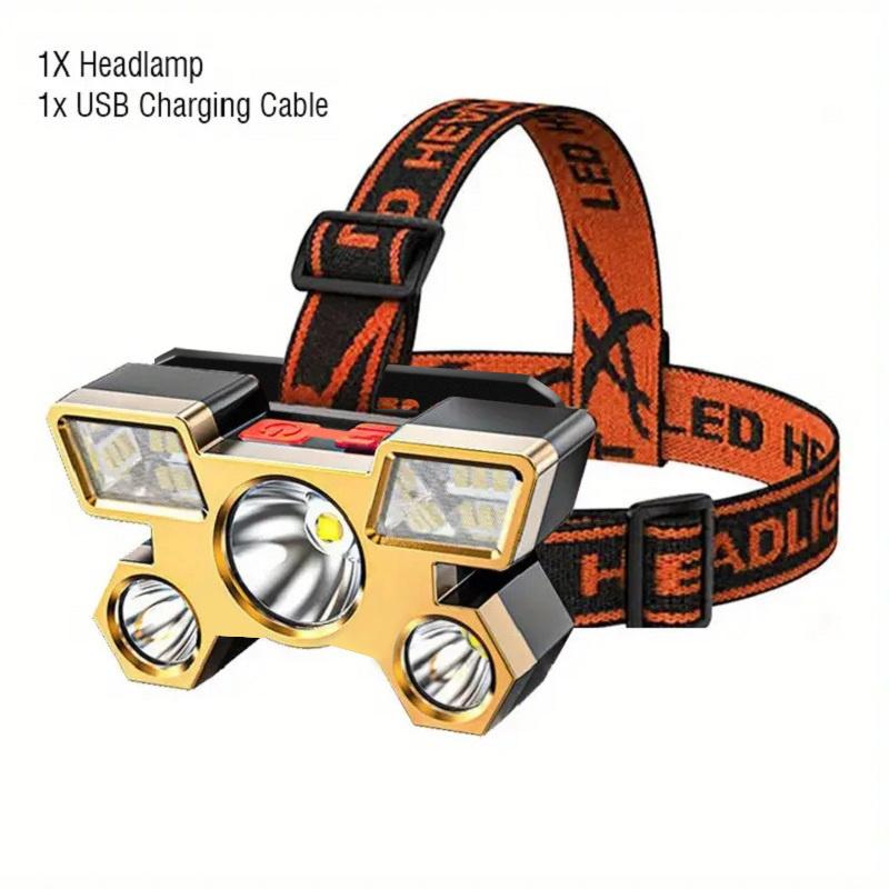 Светодиодный налобный фонарь Сильный свет Супер яркий налобный фонарик Открытый перезаряжаемый фонарь для ночной рыбалки 5 источников света