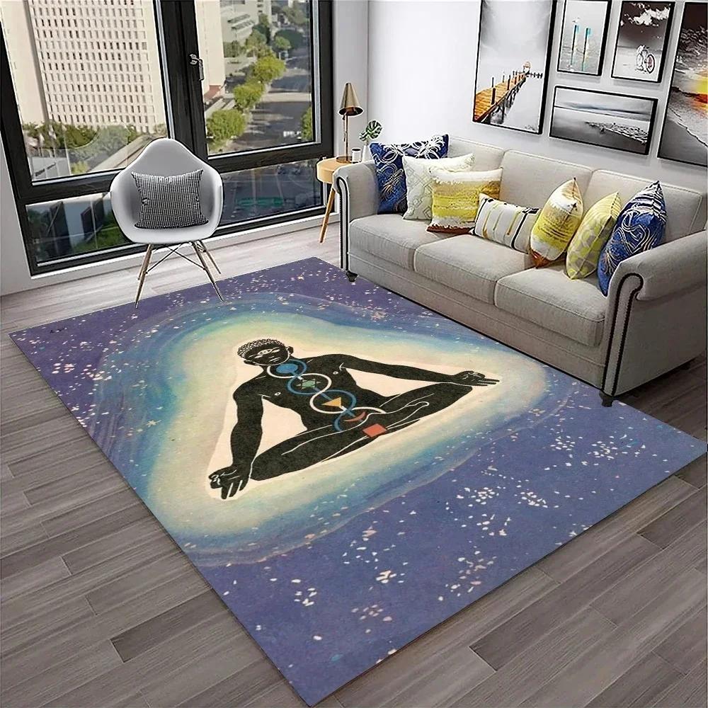 Naturalize Yoga Meditation Floor Mat with Rainbow 7 Chakra Design Soft Non-Slip Carpet for Living Room Stylish Rug for Bedroom