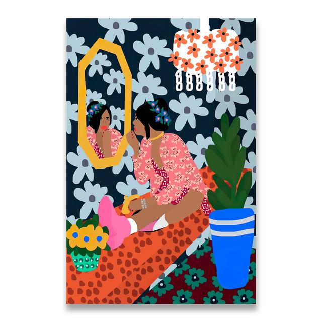 Абстрактная мода в стиле ретро для девочек, растение, собака, настенная живопись маслом, скандинавские постеры и принты, украшение для гостиной