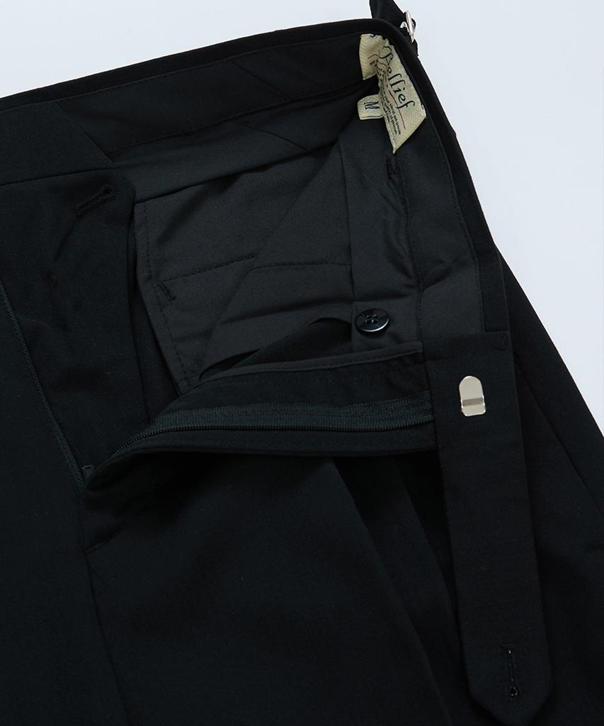 BELLIEF Wool Adjust Double Pleat Relaxed Trouser (Black)
