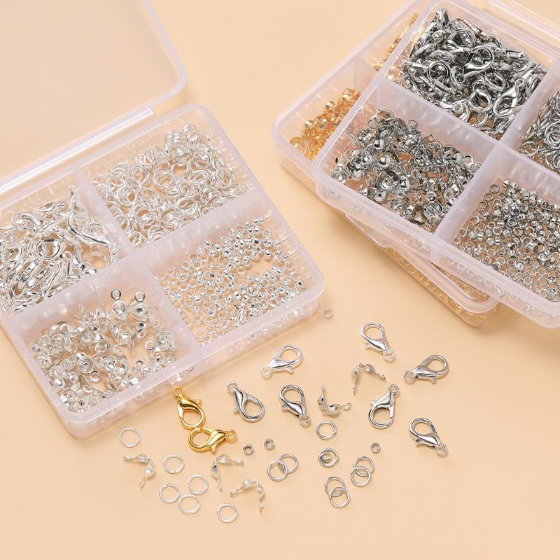 500Pcs/Box Jewelry Making Kit Lobster Clasps & Jump Rings With Box For Diy Chain Necklace Bracelet Anklet Supplies Connectors