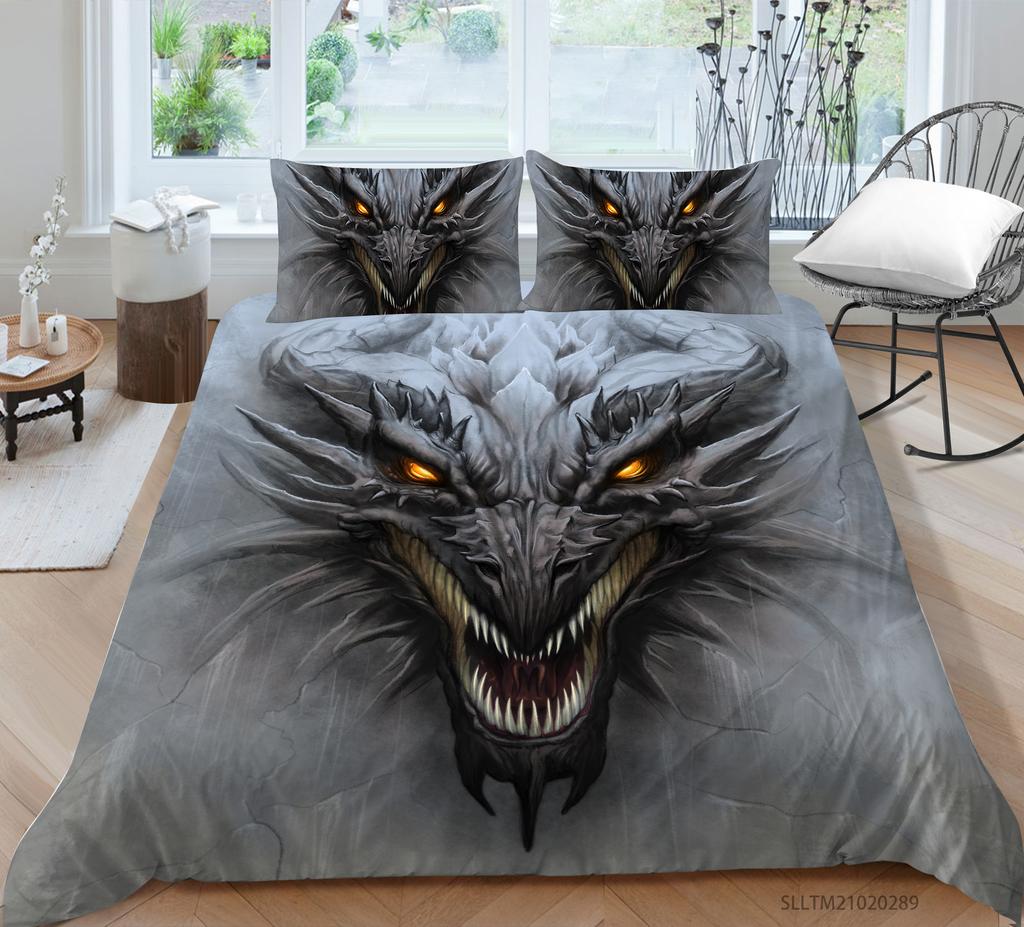 3D Black Skull Head Pattern Bedding Single Double Bed Full Size Special Skull Head Print Pillowcase and Quilt Cover 2 or 3 Comfortable Home Decoration