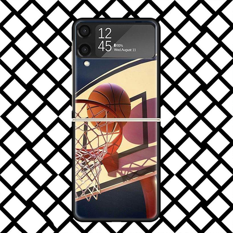 Basketball Basket Sports Phone Case For Samsung Z Flip 7 6 5 4 3 Galaxy ZFLIP7 ZFlip6 5G Flip5 Flip4 Flip3 5g Black Hard Cover