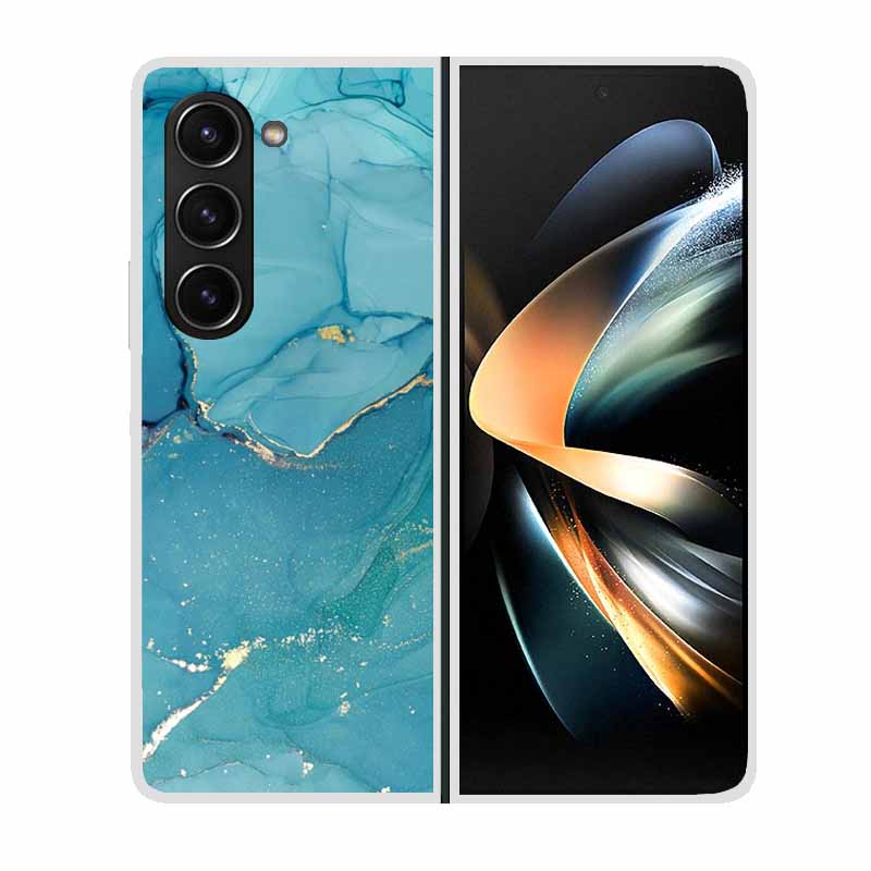 For Samsung Galaxy Z Fold 5 ZFold5 Cases Marble Transparent Shockproof Protection Hard Back Cover For Samsung Z Fold 5 5G Cases