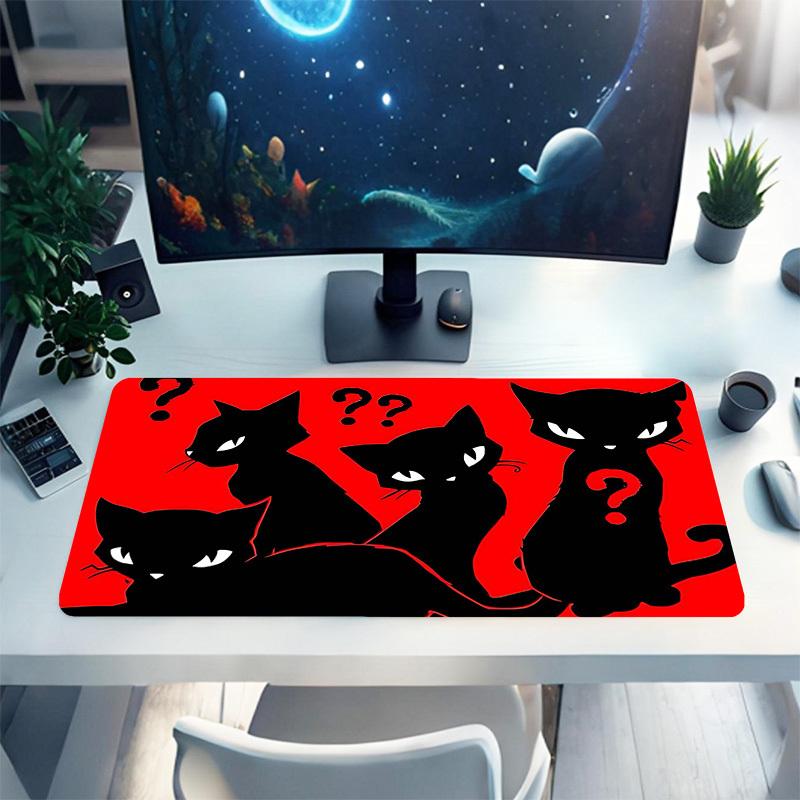 1PC Black cats Large Durable Mouse Pad Suitable for Office Desks, Gaming Desktops.Non-Slip Back P19