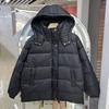2024 новый пуховик с шапкой женский короткий корейский вариант однотонный простой белый утиный пух зимнее пальто тренд утолщенный