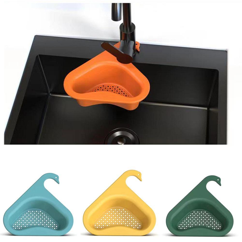 Sink Drain Basket Hanging Drain Rack Filtering Safe Durable Creative Swan Design Wet Dry Waste Separate Kitchen Accessories