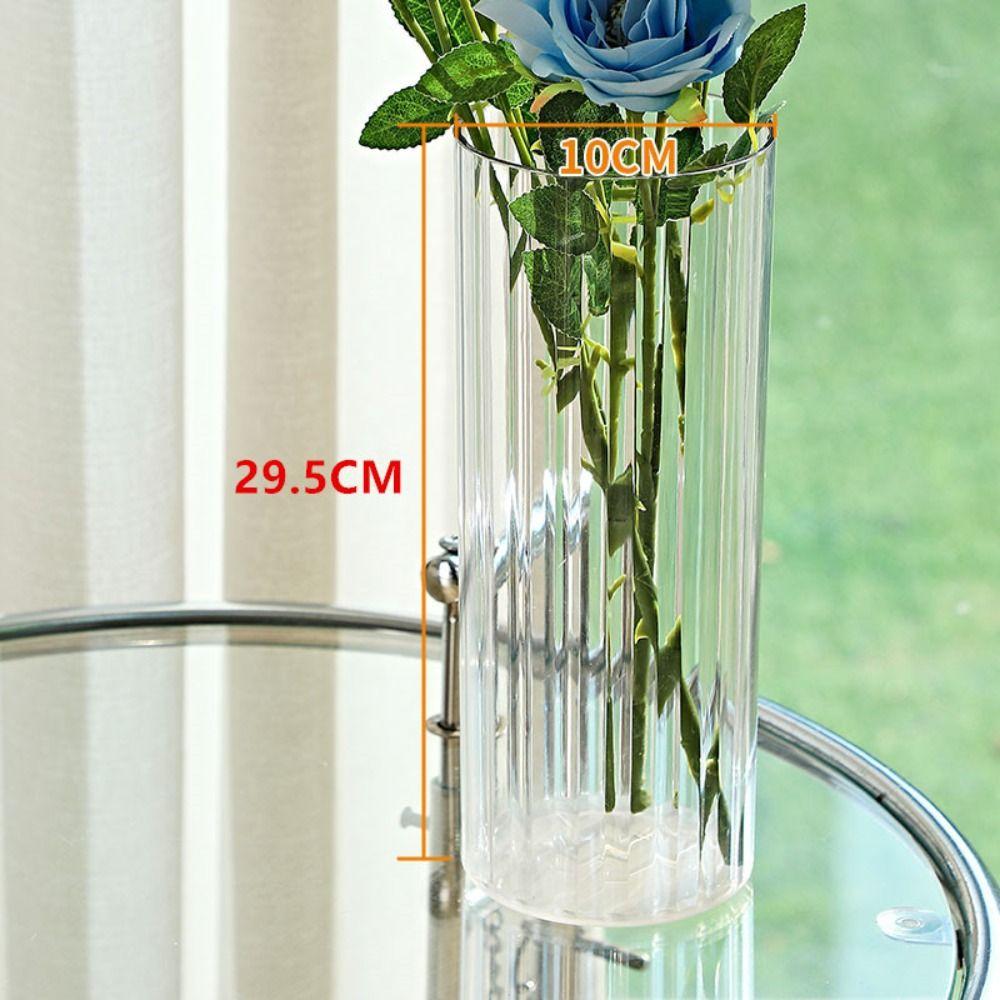 Прозрачная ваза для цветов в полоску, небьющийся гидропонный цветочный горшок для дома