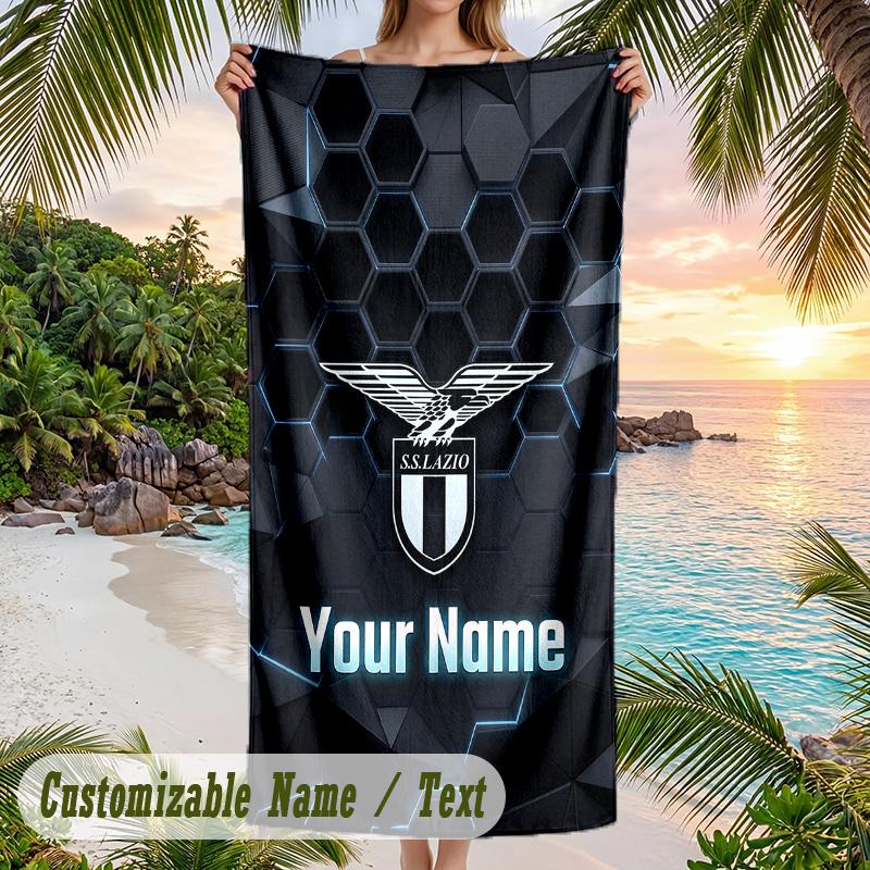 Beach Towel Lazio FC Print Custom Name Text Soft Towel for Swimming Pool