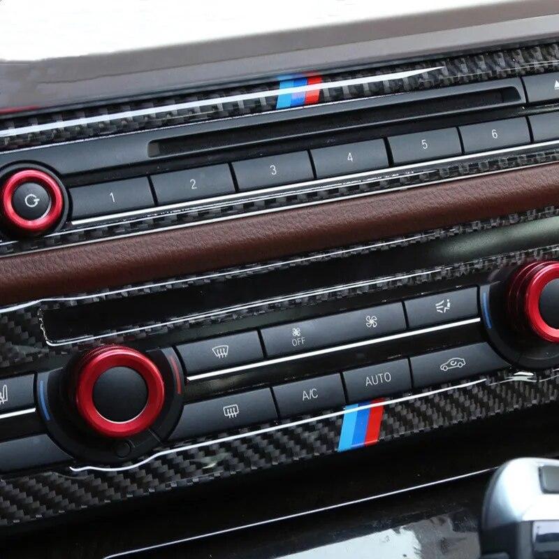 2 шт., углеродное волокно, автомобильный компакт-диск, панель управления, рамки, декоративные наклейки, автостайлинг, аксессуары для интерьера для BMW F10 5 серии 2011-17