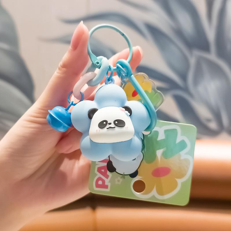 Charming Pvc Flower Panda Keychain With Cute Design Perfect For Keys And Bags