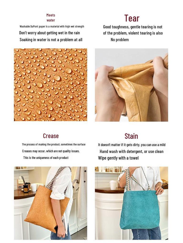 Водонепроницаемая крафт-бумажная сумка-тоут DuPont - Креативный подарок и ретро-сумка через плечо с печатью логотипа