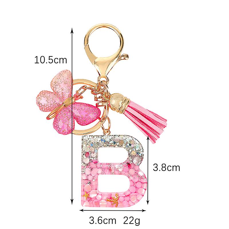 AZ Dreamy Sequin Letters Брелок для женщин Подвеска-бабочка с кисточками Инициал Брелок для кошелька Подвеска для сумок Амулеты Автомобильный брелок