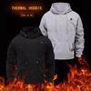 Men Heating Hoodie USB Charging Plus Size 3 Levels Temperature Adjustment Winter Top with Drawstring And Hood Thick Warm Solid Color Top