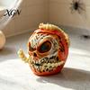 Resin Horror Tabletop Props Halloween Skull Apples Statue, Gothic Spooky Decor with Worm, Prop for Party Haunted House, Unique Gift Secret Room