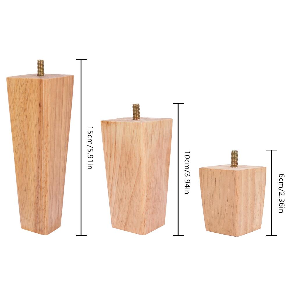 4PCS Solid Wood Furniture Legs 6/10/15cm Chair Bed Table Cabinet Heightening Parts Furniture Foot Replacement Accessories