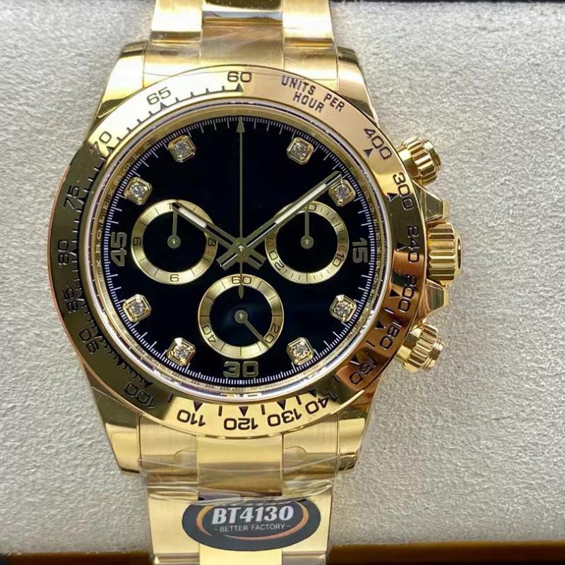 Мужские автоматические механические часы Rolex Daytona 40 мм, многофункциональные, с инкрустацией бриллиантами.