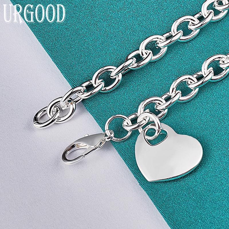 Браслет с подвеской в ​​виде сердца из стерлингового серебра 925 пробы, модные ювелирные изделия