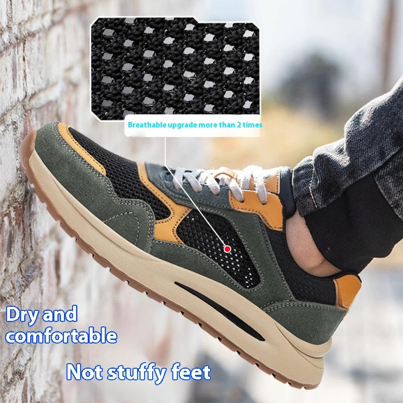 Мужская нескользящая защитная обувь Мужская рабочая обувь со стальными подносками Мужская неубиваемая защитная обувь Дышащая обувь для безопасности