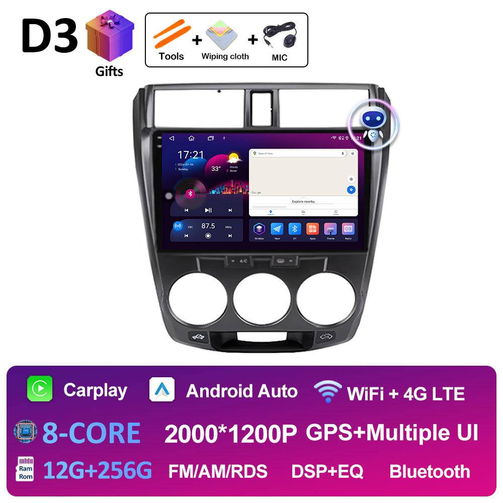 Android 14 Car Multimedia Video Radio Player For Honda City 2008 2009 2010 2011 - 2014 Wireless Carplay Autoradio Bluetooth WIFI