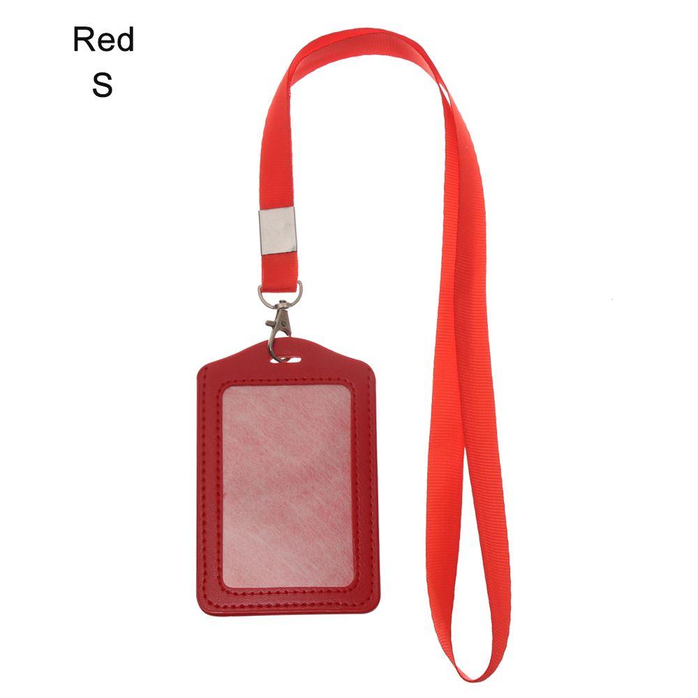 ID Leather Card Holders Lanyard Card Sleeve Women Men PU Bank Card Name Credit Card Holders Neck Strap Card Candy Colors