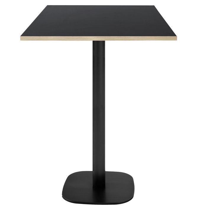 60 X 60 Cm High Table - Round Model, Black, Wooden Edges