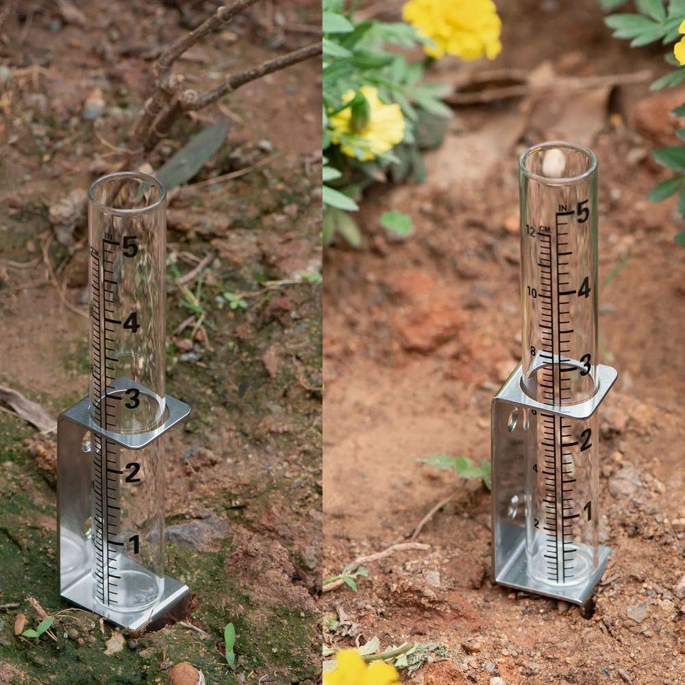 Easy To Read Rainwater Measuring Tool 2 in1 Mounting Rack Garden Moisture Meter Lawn Backyard