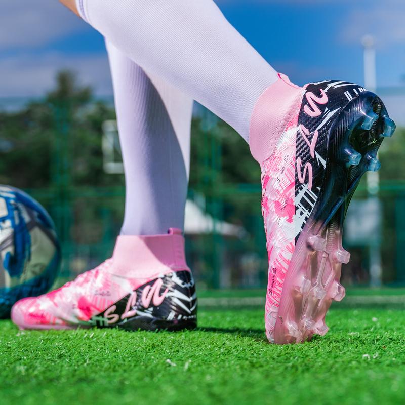 34-46 Мужские бутсы с высоким верхом для футбола, уличные, с длинными шипами, спортивные футбольные бутсы, большой размер, юношеские спортивные детские футбольные бутсы