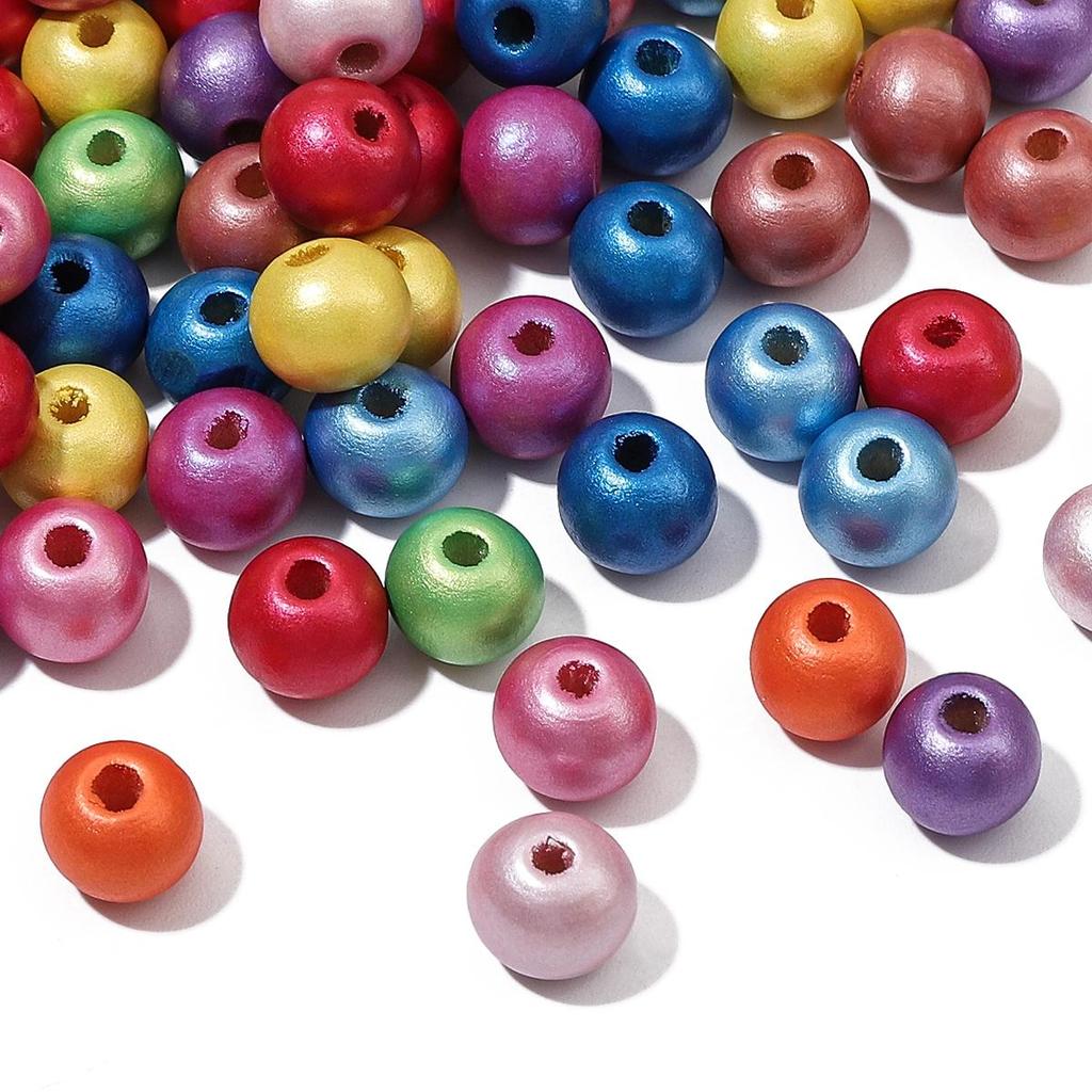 30 шт., 10 мм, круглые бусины из натурального дерева, перламутровые, окрашенные, для подвесок, браслета, ожерелья, бахрома, художественное ремесло, украшенные аксессуары ручной работы «сделай сам»