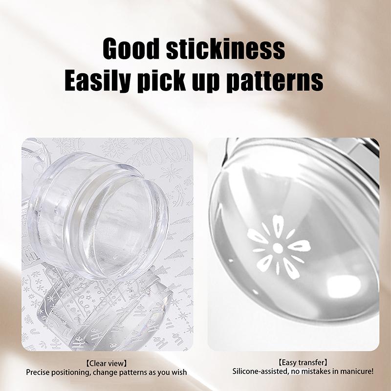 Прозрачный штамп для ногтей со скребком, форма сердца, цветы, желе, силиконовая головка, штамп для печати на французских ногтях