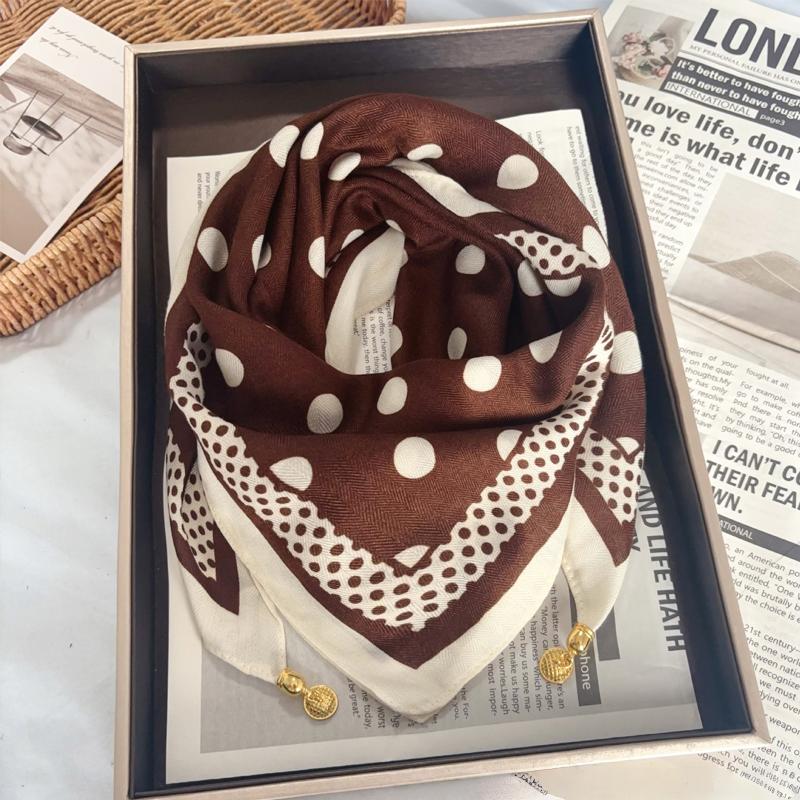 1 шт. Ожерелье в французском стиле Магнитная застежка Подарок Шелковый шарф Роскошный Расписной узор Элегантный шейный платок Универсальный Многоцветный