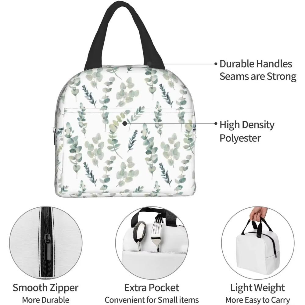 Sage Insulated Lunch Bag for Women Green Leaf Reusable Lunch Box Freezable Cooler Thermal Waterproof Tote Bag for Travel Picnic
