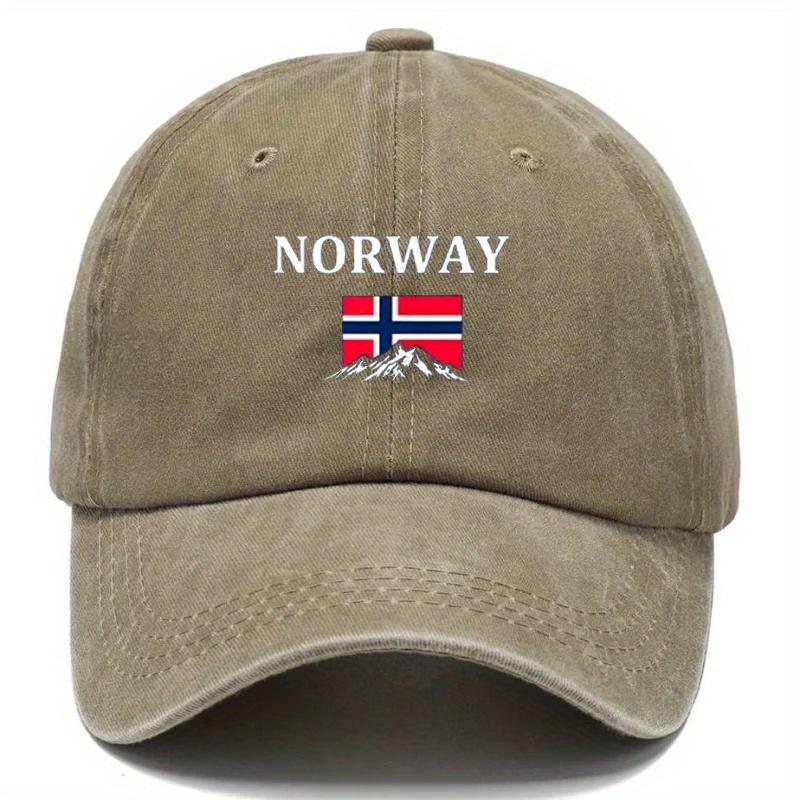 Регулируемая стирающаяся бейсболка с надписью Norway и дизайном норвежского флага. Идеально подходит для активного отдыха, кемпинга, пара