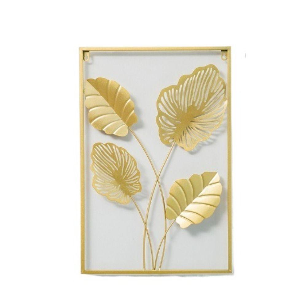 Настенное украшение в форме листа Золотые металлические подвески Новые декоративные настенные полки Гостиная