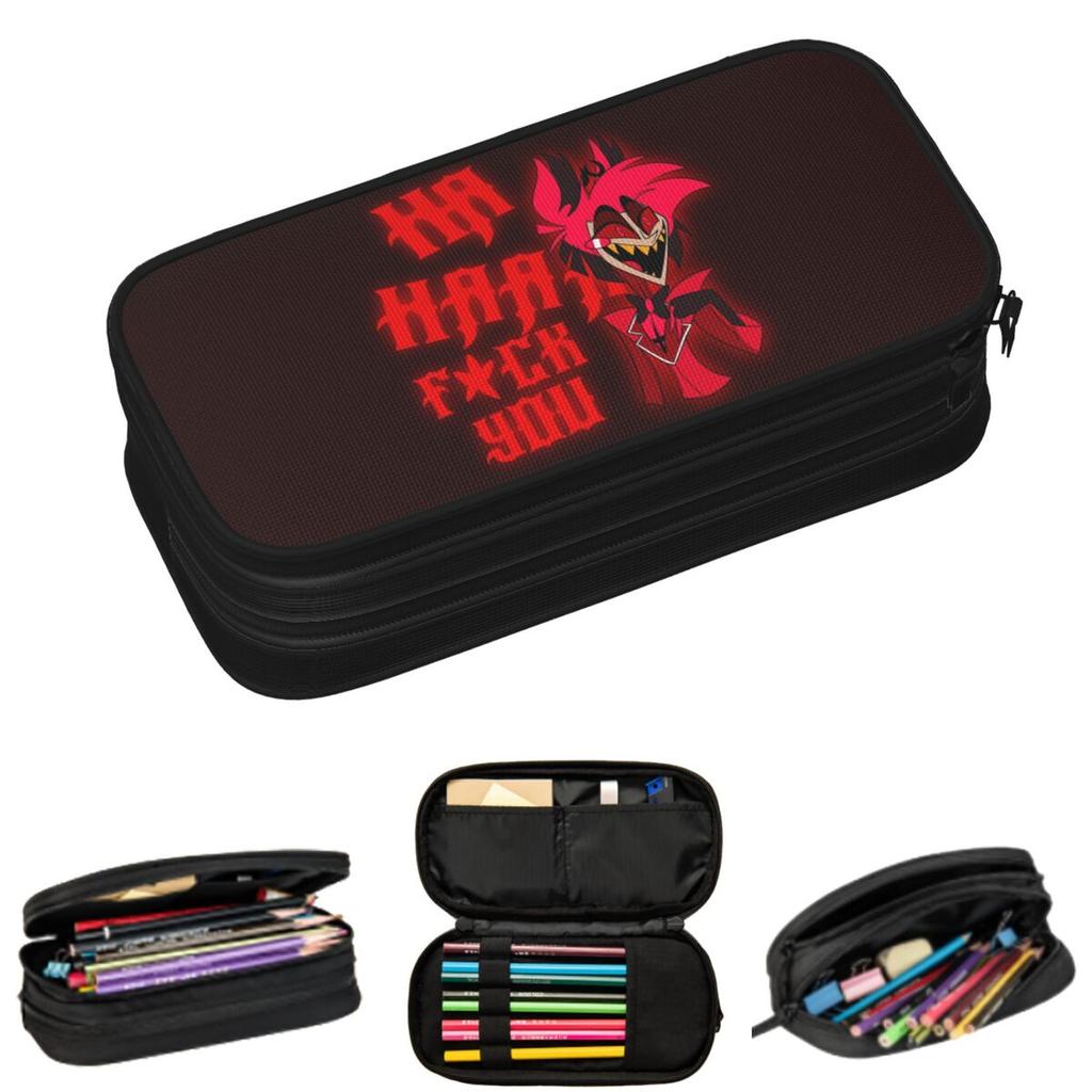 Hazbins Comedy Anime Alastor Pencil Cases for Student School Pen Box Pencil Bag Big Capacity Pencil Pouch