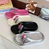 Korean Women's Fashion Silver Thick Sole Height-Boost Beach Slippers
