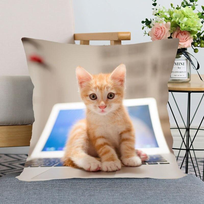 45x45 см полиэстер, Новое поступление, наволочка с изображением кошки, домашнего декора, наволочка, наволочка на невидимой молнии