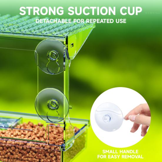 Кормушка для птиц на окно с присосками, прозрачная кормушка для диких птиц со съемными семенами