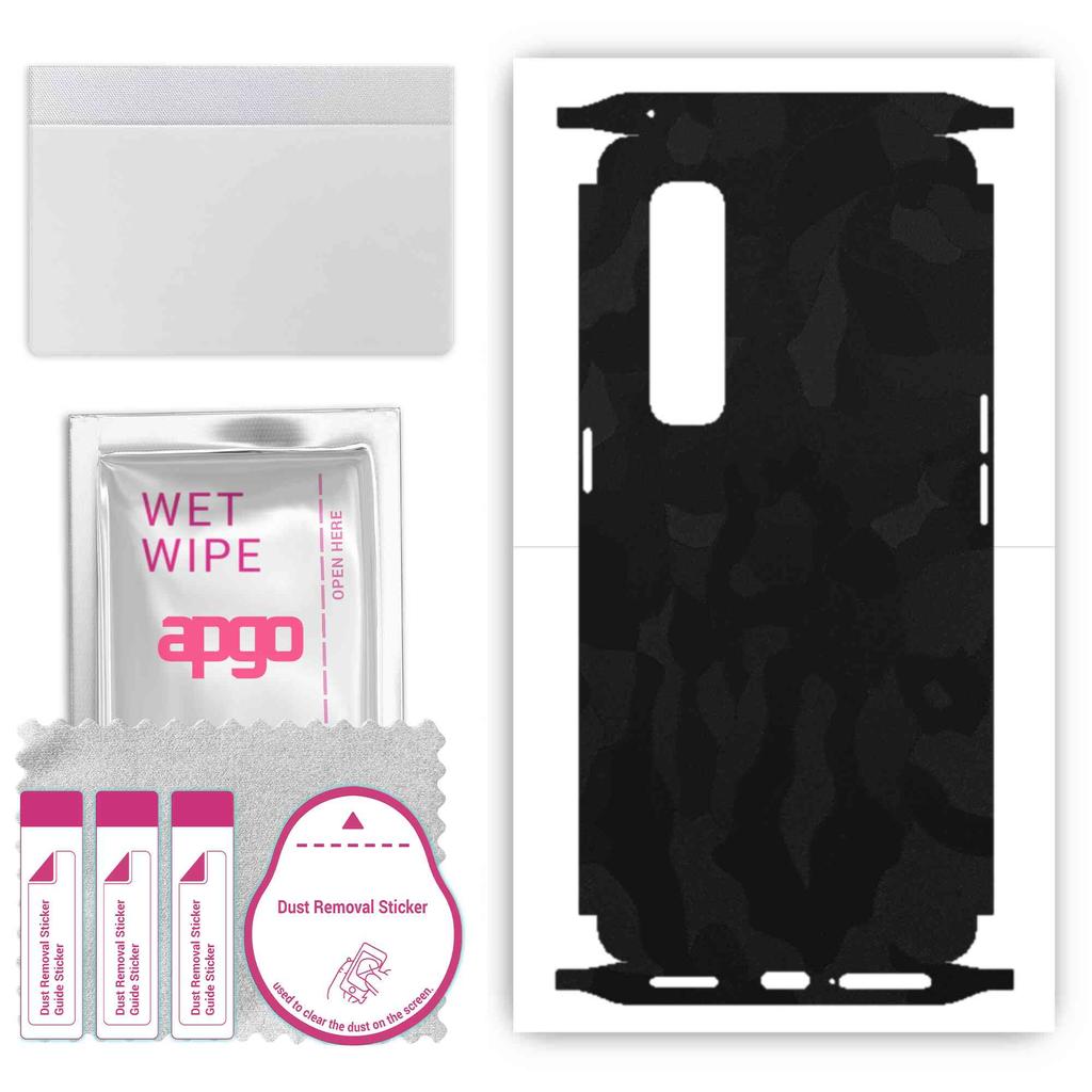 apgo Protective Skin Sticker for the Back+sides Compatible with Oppo Find X2 Pro, Full Wrap Film, Foil, Vinyl - Pattern Black Camo