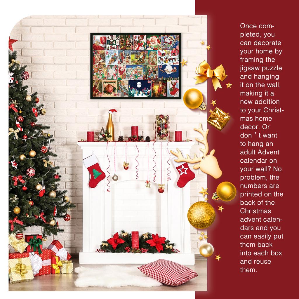 Christmas Puzzle 24 Days Christmas Countdown Calendar 1000 Pieces Jigsaw Puzzles Holiday Countdown Calendar for Adult