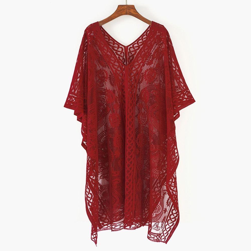 Hollow Out Beach Cover Up Lace Mesh Bikini Cover Up Fashion Swimsuit Cover Up For Women