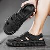 Fashion New Design Men's Beach Shoes Handmade Leather Sandals Fashion Men Suitable Roma Shoes Vacation Summer Flats Non-slip Man Sandals