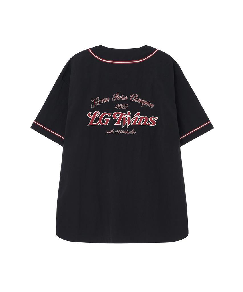1993STUDIO [Lg Twins] Аппликация Бейсбольная форма Рубашка_Черная