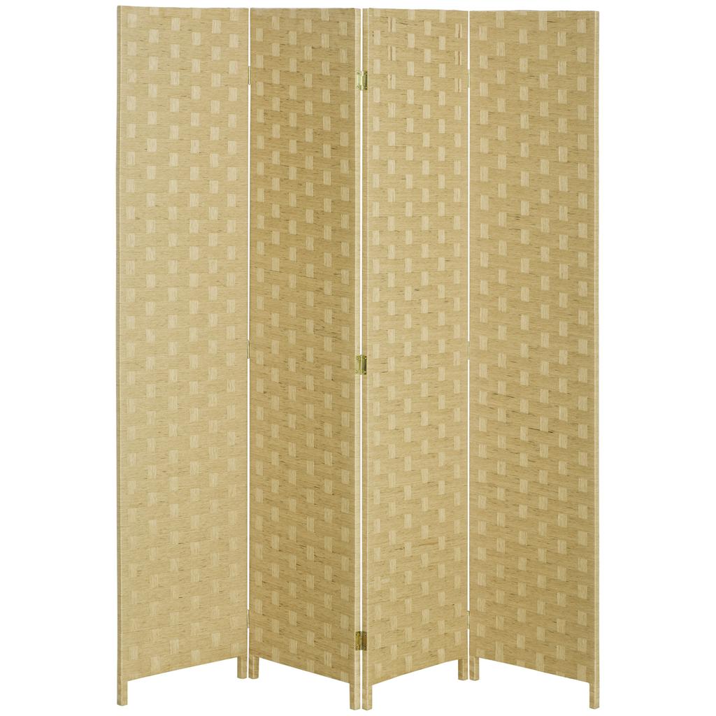 Wave Fibre Freestanding Folding Privacy Screen Panels, Room Divider, Brown