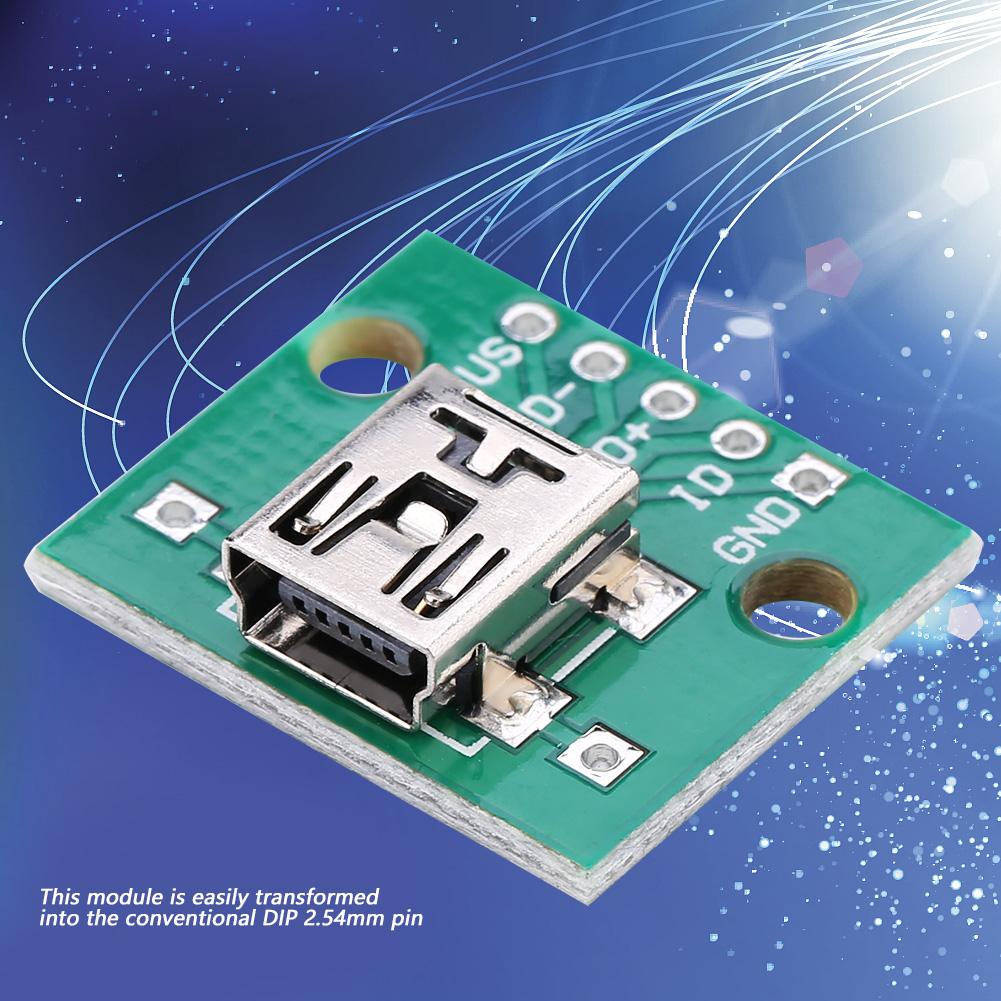10 шт. Мини USB к DIP адаптерная плата 5P для 2,54 мм печатной платы DIY USB источник питания